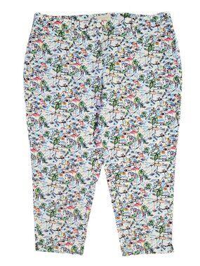 Talbots Tropical Resort Palm Trees Boats Beach Novelty Print Cropped Pants